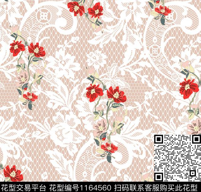 W0053-2.jpg - 1164560 - 大牌风 花卉 数码花型 - 数码印花花型 － 女装花型设计 － 瓦栏