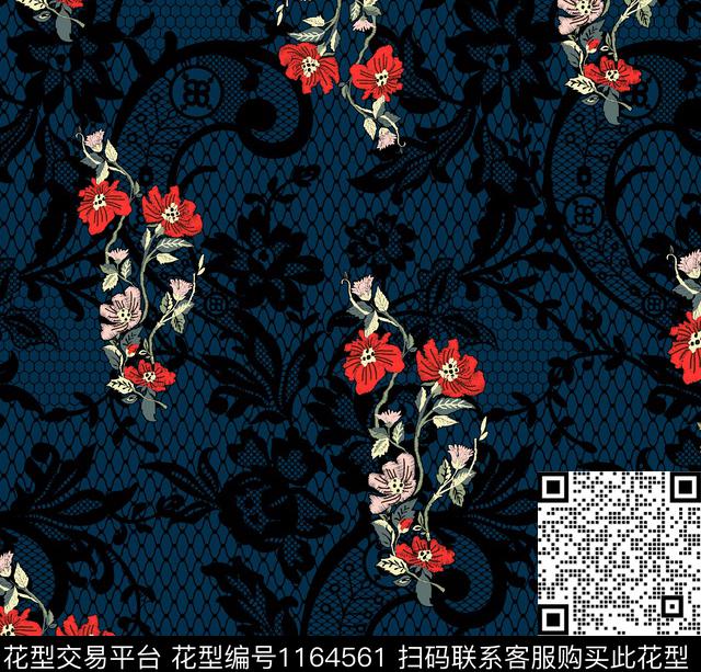 W0053-4.jpg - 1164561 - 大牌风 花卉 数码花型 - 数码印花花型 － 女装花型设计 － 瓦栏