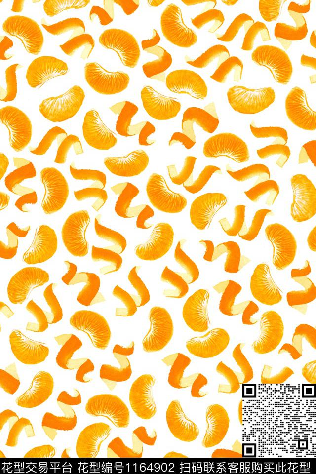oranges and peels s.jpg - 1164902 - 橘子 水果 橙 - 数码印花花型 － 女装花型设计 － 瓦栏