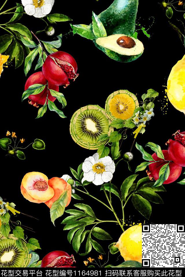 CSY-18023-1.jpg - 1164981 - 绿植树叶 趣味水果印花 俏皮水果印花 - 数码印花花型 － 女装花型设计 － 瓦栏