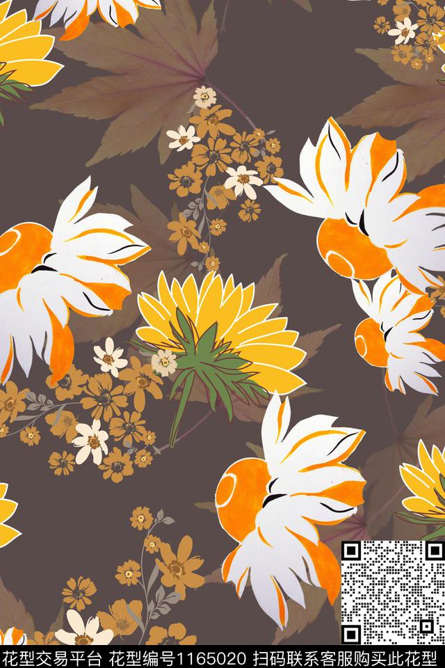 大牌风植物花卉数码印花花型下载（图片编号: 1165020） - 瓦栏（Walan）