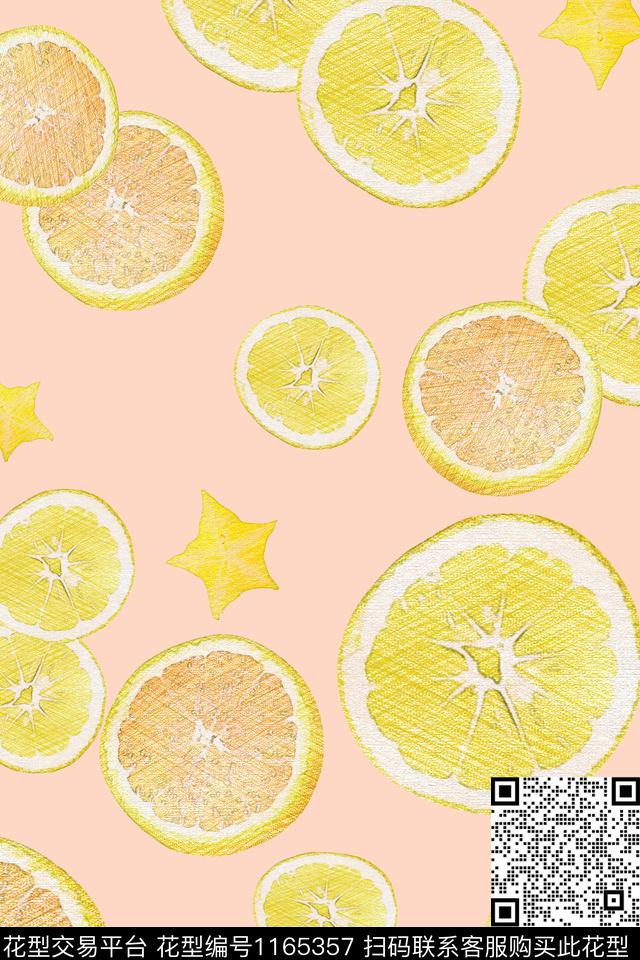 清新柠檬.jpg - 1165357 - 手绘 柠檬 水果 - 数码印花花型 － 女装花型设计 － 瓦栏