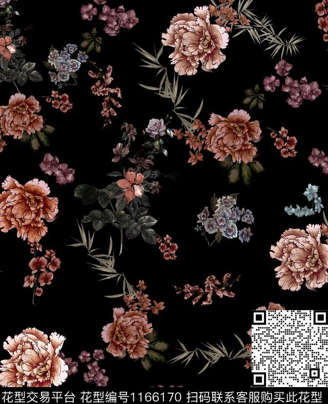 817.jpg - 1166170 - 春夏花型 水彩花卉 花卉 - 传统印花花型 － 女装花型设计 － 瓦栏