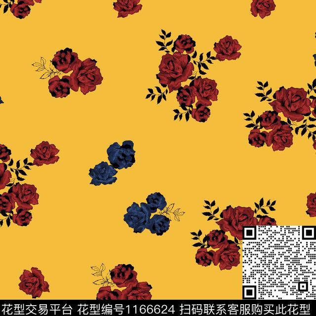 834.jpg - 1166624 - 春夏花型 水彩花卉 花卉 - 传统印花花型 － 女装花型设计 － 瓦栏