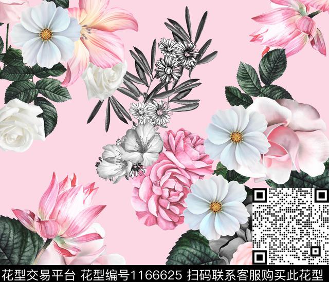 839.jpg - 1166625 - 春夏花型 水彩花卉 花卉 - 传统印花花型 － 女装花型设计 － 瓦栏