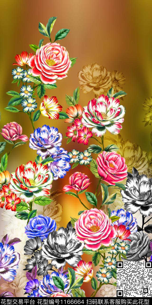 JY-114.jpg - 1166664 - 手绘花卉 中老年 最新 - 数码印花花型 － 女装花型设计 － 瓦栏