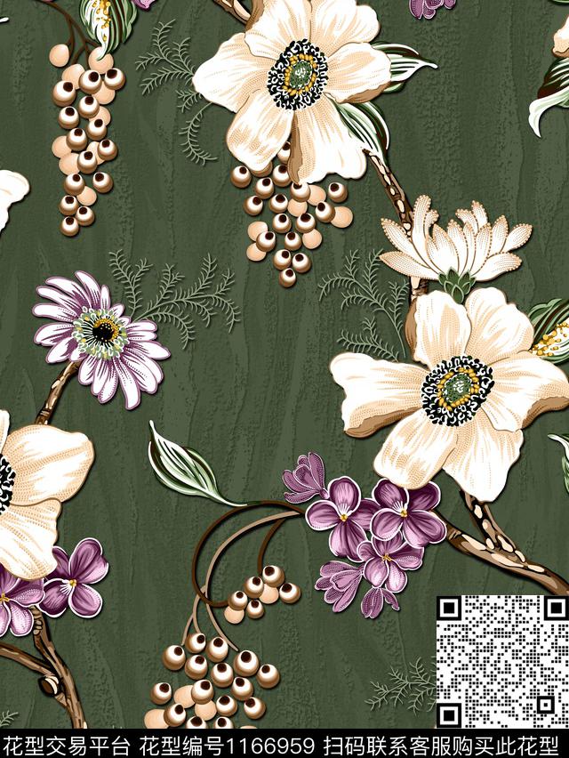 JXSJ010119.jpg - 1166959 - 抽象花卉 沙发布 枝蔓 - 传统印花花型 － 沙发布花型设计 － 瓦栏