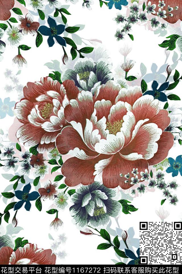 YD0007000103-1.jpg - 1167272 - 数码花型 线条花卉 绣花花型 - 数码印花花型 － 女装花型设计 － 瓦栏