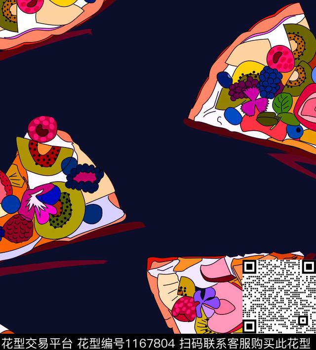 DYDNFRU02C3.jpg - 1167804 - 水果披萨 趣味水果 手绘涂鸦 - 数码印花花型 － 女装花型设计 － 瓦栏