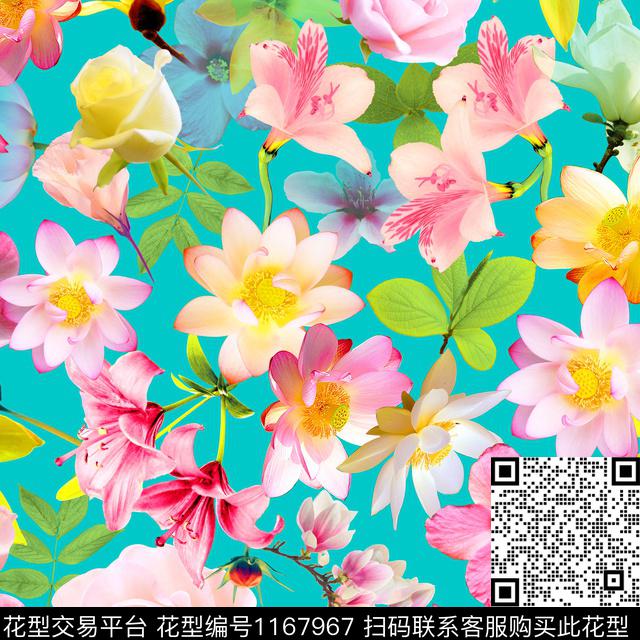 00977.jpg - 1167967 - 数码花型 花卉 植物 - 数码印花花型 － 泳装花型设计 － 瓦栏