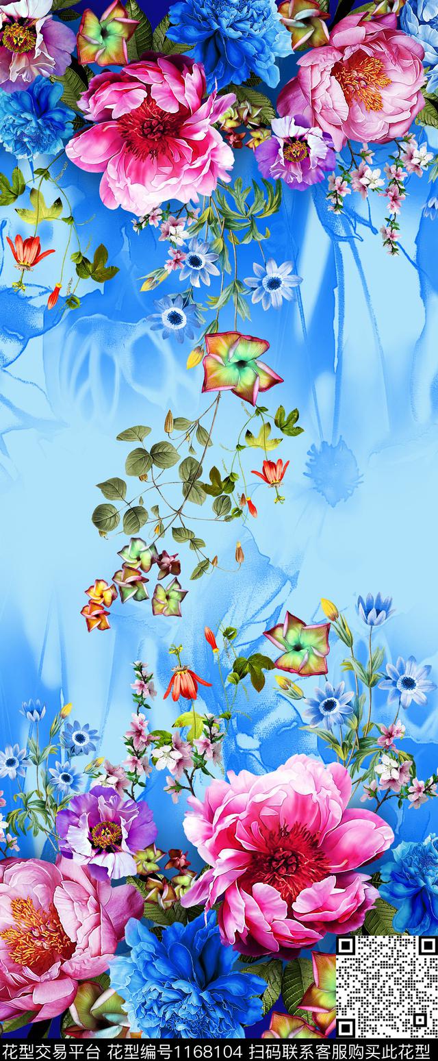 2017-0191.jpg - 1168104 - 数码花型 水彩 花卉 - 数码印花花型 － 床品花型设计 － 瓦栏