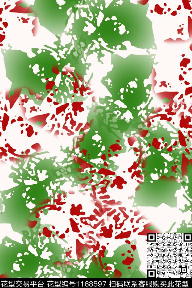 190106-艺术迷彩-1-00.jpg - 1168597 - 抽象花卉 迷彩图案 艺术迷彩 - 数码印花花型 － 女装花型设计 － 瓦栏