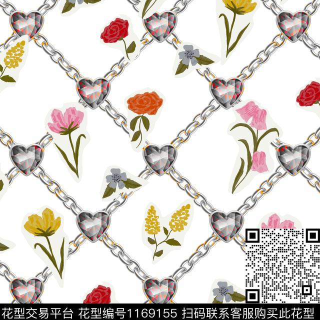 1210-1-1.jpg - 1169155 - 链条 几何 花卉 - 数码印花花型 － 女装花型设计 － 瓦栏