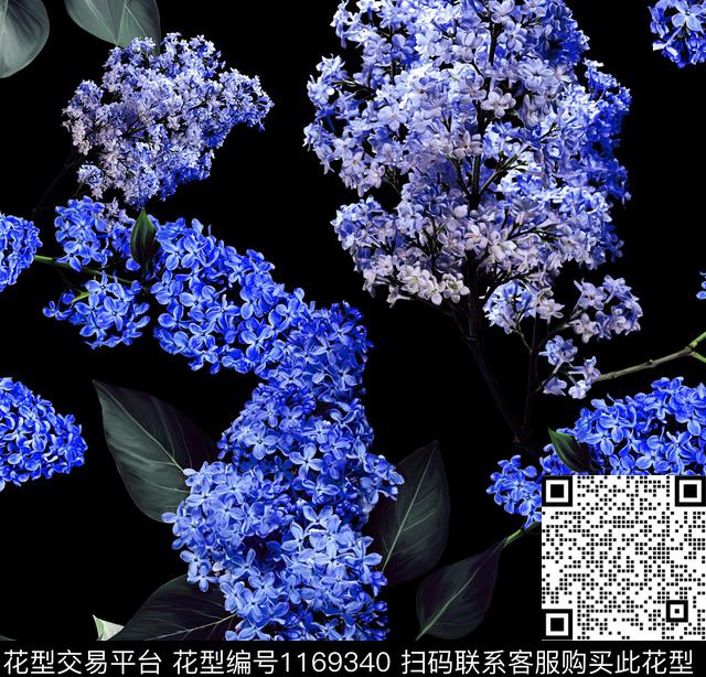 时尚潮牌紫藤花数码印花花型下载（图片编号: 1169340） - 瓦栏（Walan）