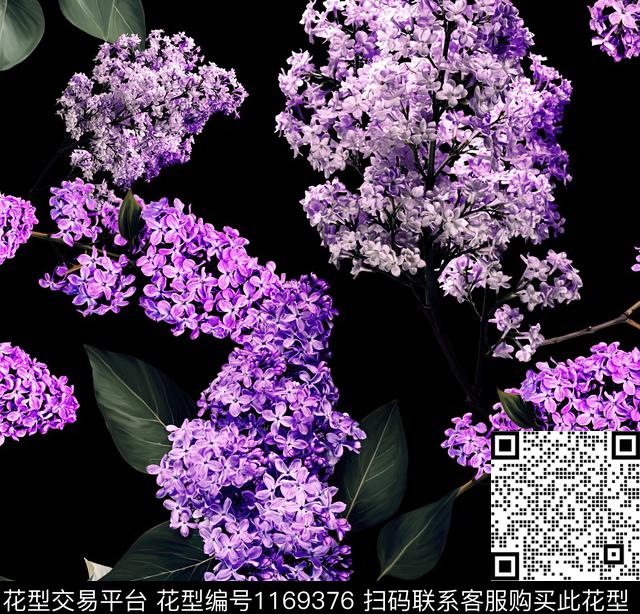 时尚潮牌紫藤花数码印花花型下载（图片编号: 1169376） - 瓦栏（Walan）