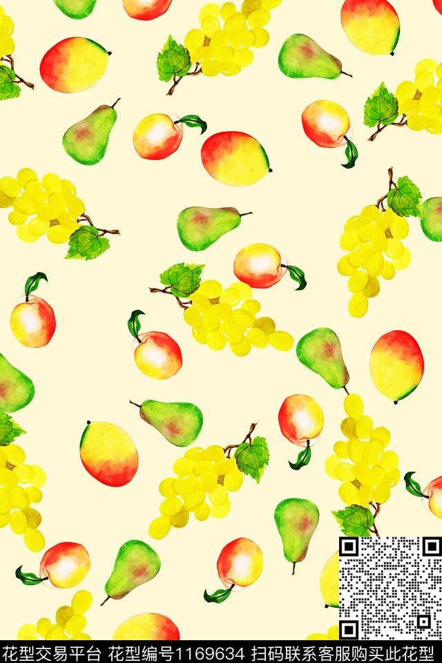 AX水果04.jpg - 1169634 - 时尚 温带水果 趣味水果 - 传统印花花型 － 女装花型设计 － 瓦栏