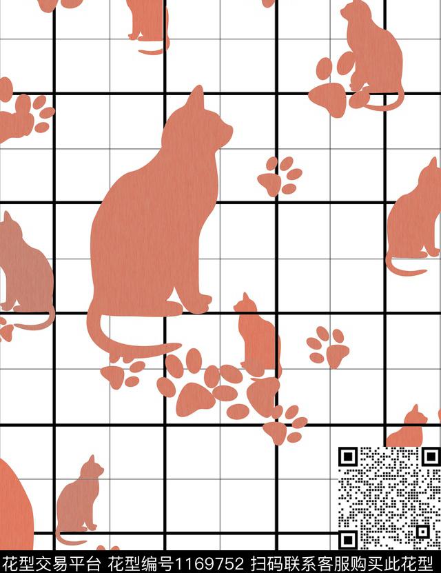 格子1（8）.jpg - 1169752 - 动物纹 格子 印花 - 数码印花花型 － 床品花型设计 － 瓦栏