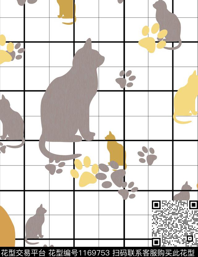 格子1（14）.jpg - 1169753 - 动物纹 格子 印花 - 数码印花花型 － 床品花型设计 － 瓦栏