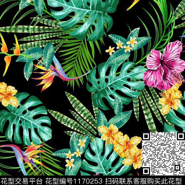 00979.jpg - 1170253 - 数码花型 花卉 绿植树叶 - 数码印花花型 － 泳装花型设计 － 瓦栏