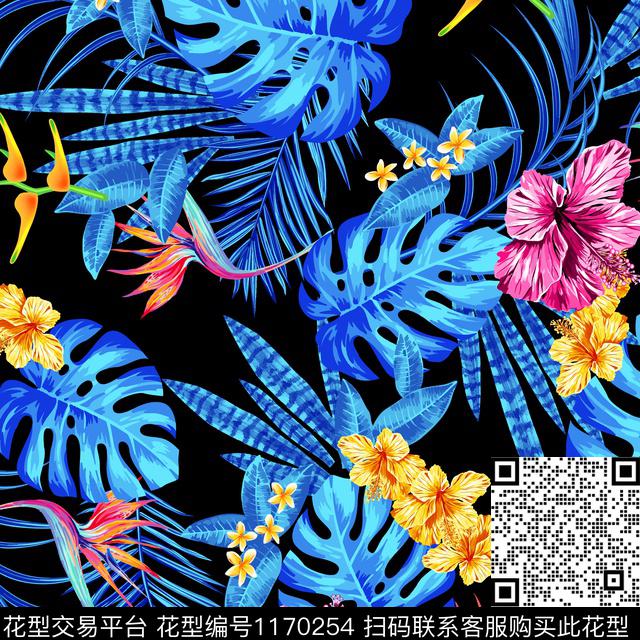 00978.jpg - 1170254 - 数码花型 花卉 绿植树叶 - 数码印花花型 － 泳装花型设计 － 瓦栏
