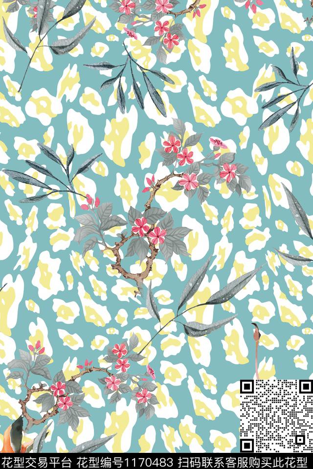 春夏花型几何花卉数码印花花型下载（图片编号: 1170483） - 瓦栏（Walan）