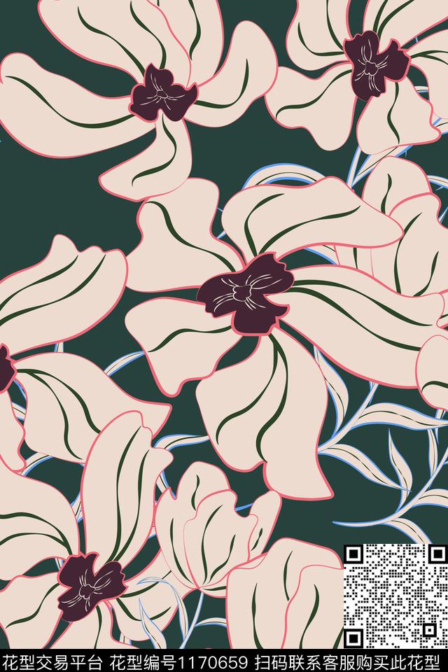 印花3.jpg - 1170659 - 数码花型 欧洲 花卉 - 数码印花花型 － 女装花型设计 － 瓦栏