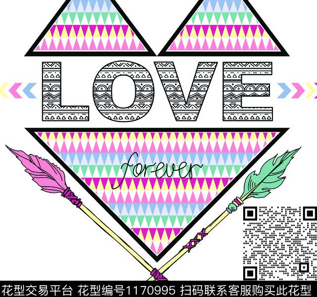 01 三角形LOVE.jpg - 1170995 - 数码花型 男装 几何 - 数码印花花型 － 女装花型设计 － 瓦栏