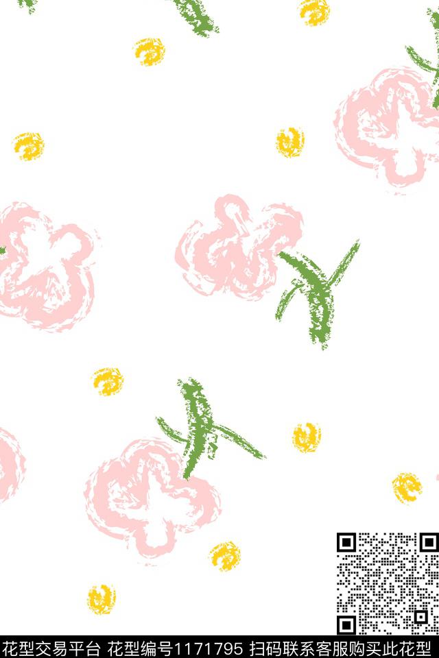 1.jpg - 1171795 - 花卉 卡通 简约 - 传统印花花型 － 女装花型设计 － 瓦栏