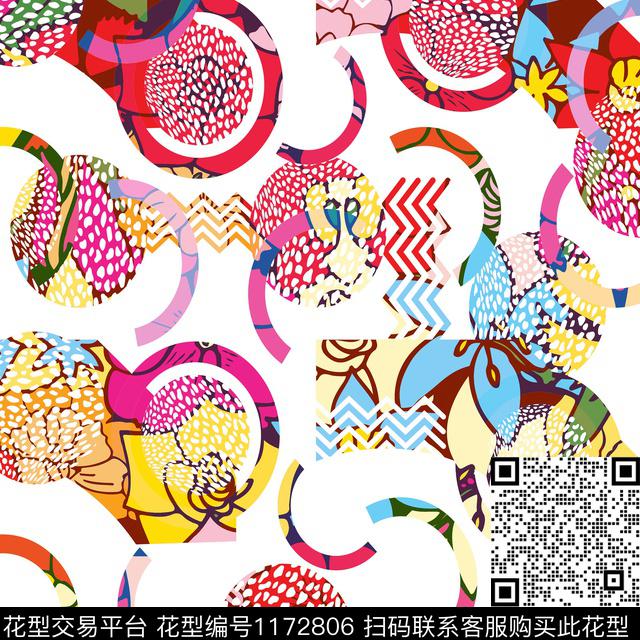 SS0032.jpg - 1172806 - 数码花型 涂鸦 彩底花卉 - 数码印花花型 － 女装花型设计 － 瓦栏