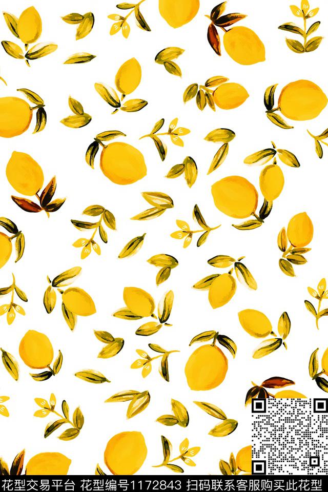 YuA8k030-f.jpg - 1172843 - 柠檬 水果 趣味 - 传统印花花型 － 女装花型设计 － 瓦栏