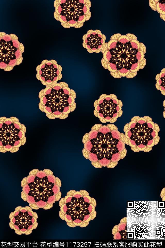 几何花-分层.jpg - 1173297 - 数码花型 几何 1/2接 - 数码印花花型 － 女装花型设计 － 瓦栏