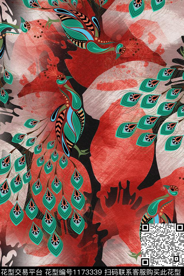 p-2.jpg - 1173339 - 大牌风 动物 热带花型 - 数码印花花型 － 女装花型设计 － 瓦栏