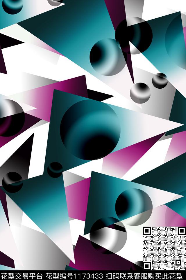 男装几何运动服数码印花花型下载（图片编号: 1173433） - 瓦栏（Walan）