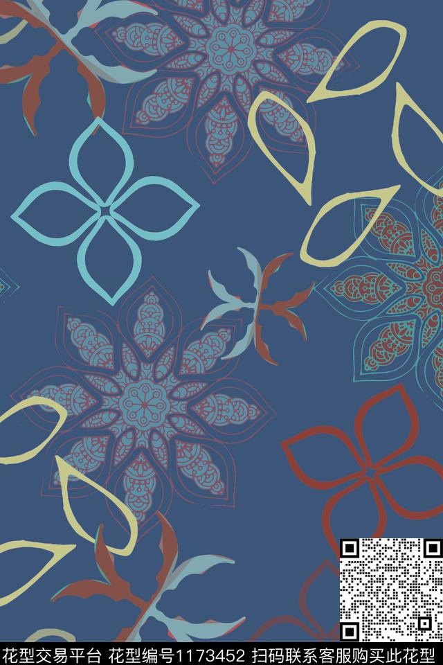 190119-nzhh-2-00.jpg - 1173452 - 风格化花卉 民族风图案 传统时尚 - 传统印花花型 － 男装花型设计 － 瓦栏