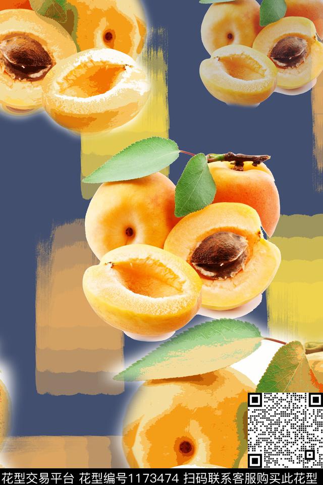 190119-俏皮水果-3-00.jpg - 1173474 - 趣味 俏皮水果 杏果 - 数码印花花型 － 女装花型设计 － 瓦栏