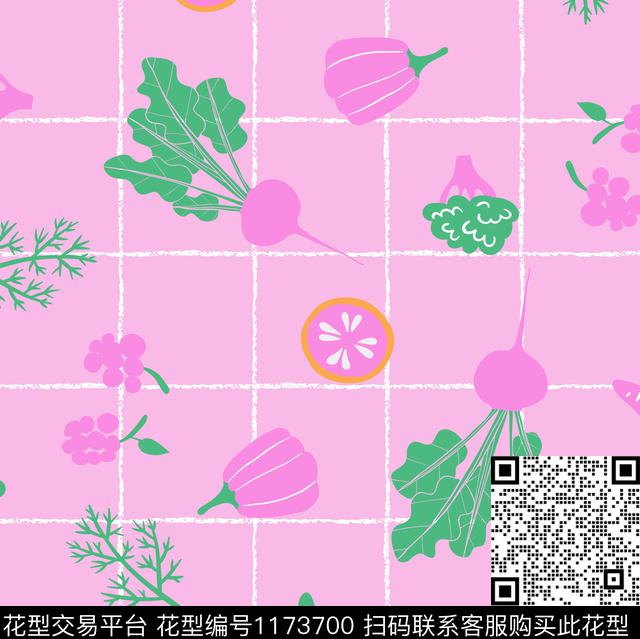 shucai.jpg - 1173700 - 胡萝卜 格子 卡通 - 传统印花花型 － 童装花型设计 － 瓦栏