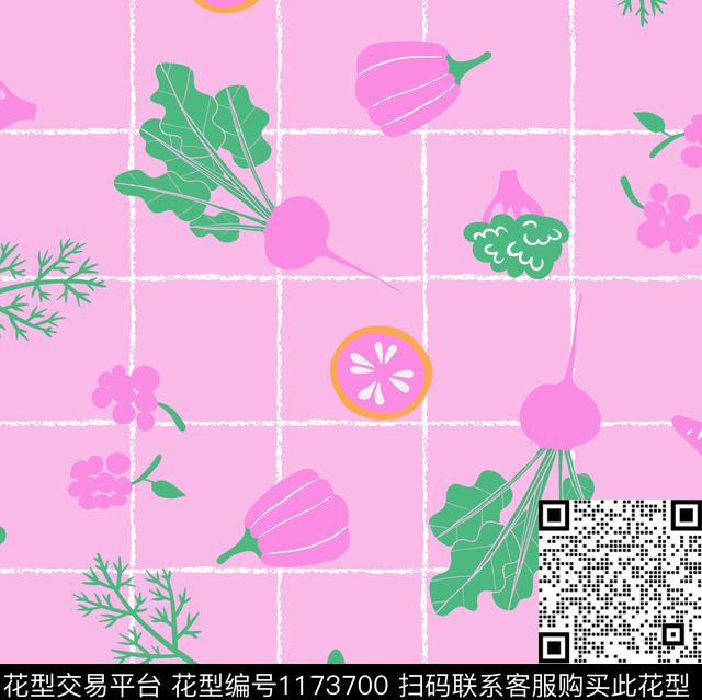 胡萝卜格子卡通传统印花花型下载（图片编号: 1173700） - 瓦栏（Walan）