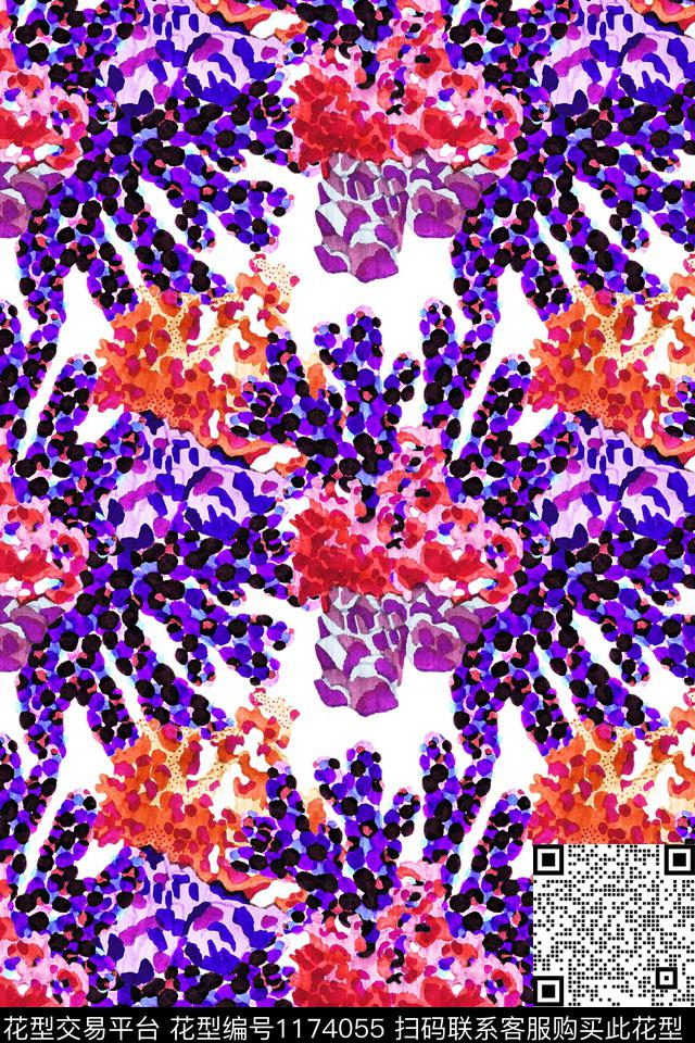 紫花苜蓿.jpg - 1174055 - 花卉 大牌风 肌理 - 数码印花花型 － 女装花型设计 － 瓦栏