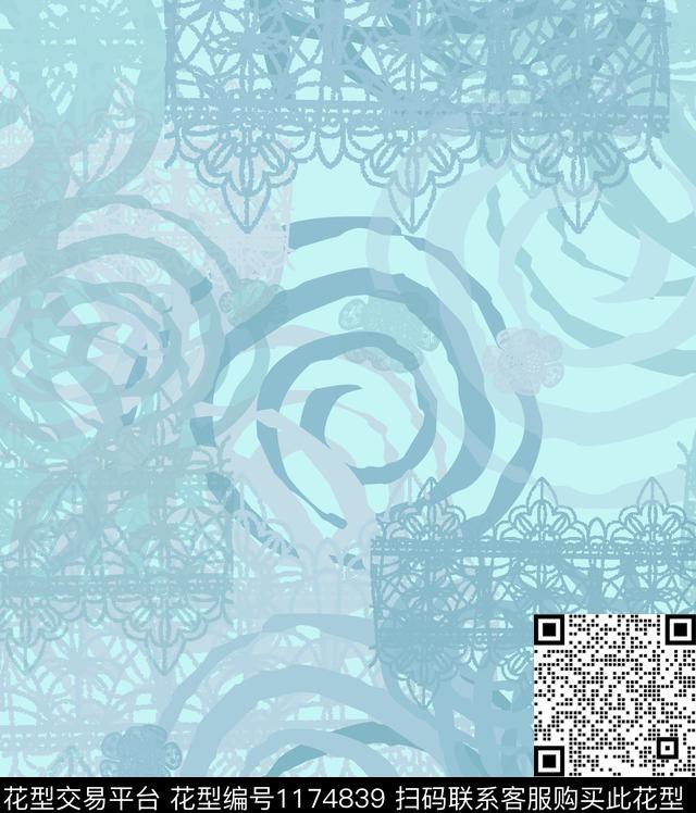1230982.jpg - 1174839 - 几何 抽象 线条 - 数码印花花型 － 女装花型设计 － 瓦栏