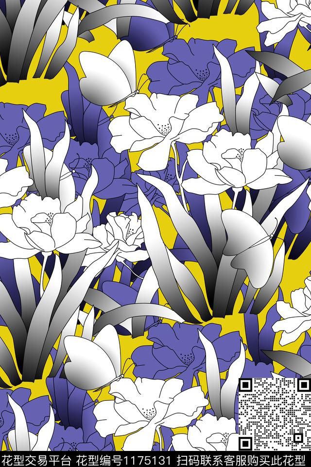 女装手绘蝴蝶传统印花花型下载（图片编号: 1175131） - 瓦栏（Walan）