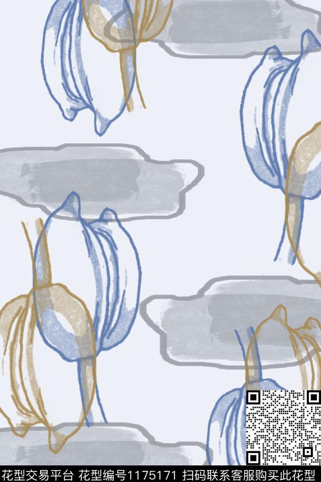 190127-nzhh-4-00.jpg - 1175171 - 植物 男装休闲花卉 手绘线条笔触 - 数码印花花型 － 男装花型设计 － 瓦栏