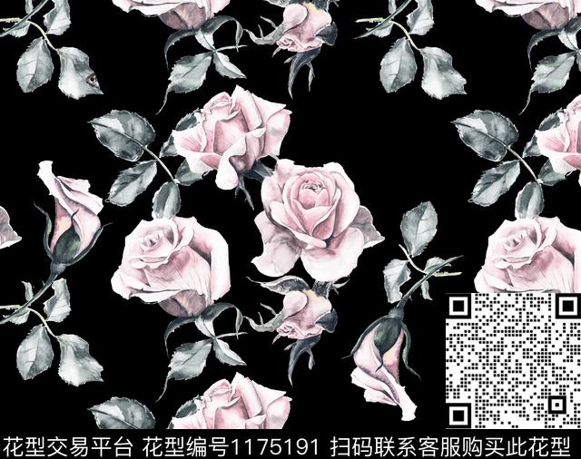 900.jpg - 1175191 - 花卉 手绘大花 手绘玫瑰 - 传统印花花型 － 女装花型设计 － 瓦栏