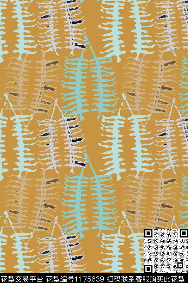 趣味风俗画鱼儿自在飘传统印花花型下载（图片编号: 1175639） - 瓦栏（Walan）