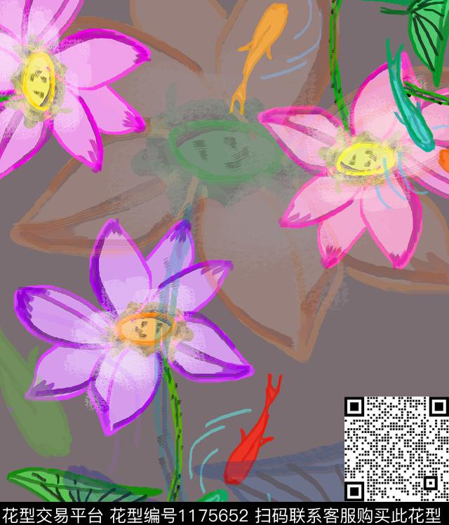 7768877612.jpg - 1175652 - 国画 大花 手绘 - 数码印花花型 － 女装花型设计 － 瓦栏