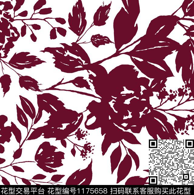 907.jpg - 1175658 - 花卉 抽象花卉 黑白花型 - 传统印花花型 － 女装花型设计 － 瓦栏