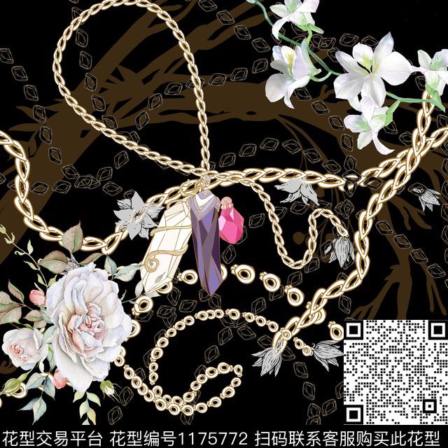 1590-NH.jpg - 1175772 - 花卉 圍巾 鏈條 - 数码印花花型 － 方巾花型设计 － 瓦栏