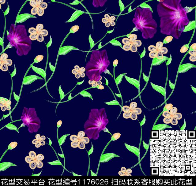 221-1.jpg - 1176026 - 数码花型 花卉 大牌风 - 数码印花花型 － 女装花型设计 － 瓦栏