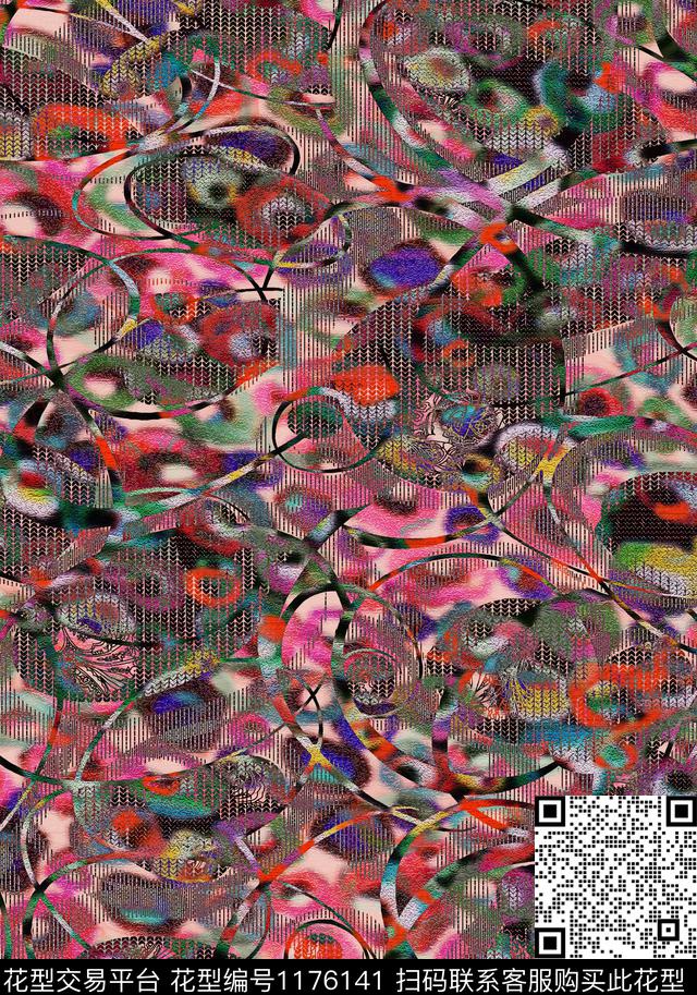 1901HH11.jpg - 1176141 - 数码花型 抽象 大牌风 - 数码印花花型 － 女装花型设计 － 瓦栏