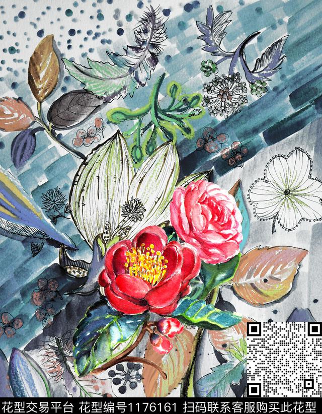 tt3.jpg - 1176161 - 数码花型 水彩手绘 原创 - 数码印花花型 － 女装花型设计 － 瓦栏