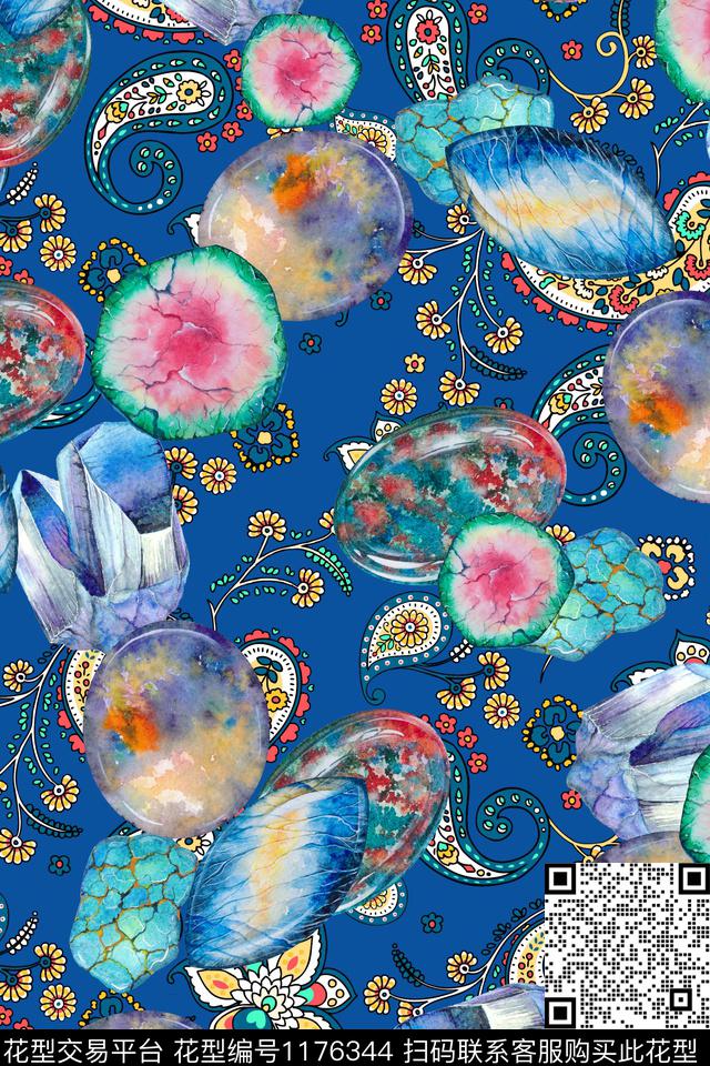 数码花型石头珠宝宝石数码印花花型下载（图片编号: 1176344） - 瓦栏（Walan）